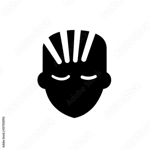 Minimalist black and white logo design featuring a stylized face with closed eyes and subtle line accents