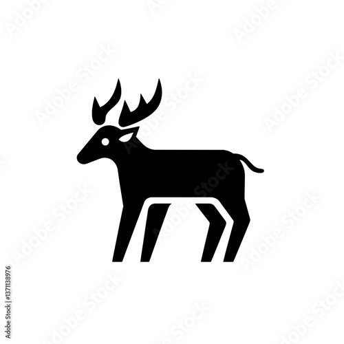 Minimalist negative space logo featuring a stylized deer silhouette in black and white for branding identity