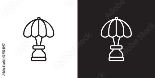 Classic bedside lamps icon, Sitting lamps, Table room lamps icon vector in transparent and black background. 