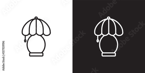 Classic bedside lamps icon, Sitting lamps, Table room lamps icon vector in transparent and black background. 