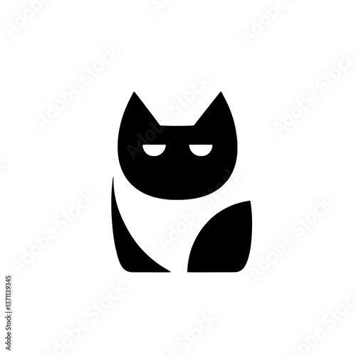 Minimalist black and white logo design featuring a cat in negative space suitable for modern branding and identity