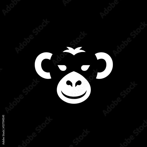 Minimalist logo design featuring a stylized monkey in negative space, emphasizing modern branding and identity creation