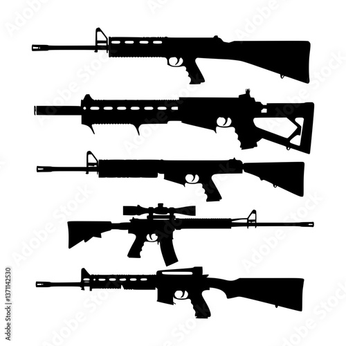 Silhouettes of Rifles - Military Weapons Set