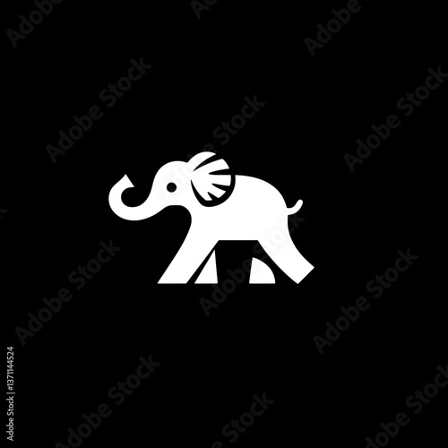 silhouette of elephant negative space icon logo