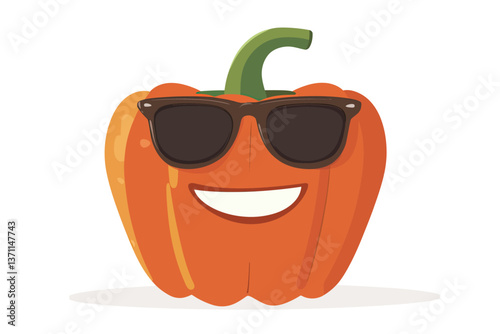 A cartoonish red business pepper wearing black glasses, standing solo on a plain white background