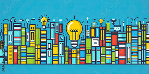 A light bulb illuminating on a simple background, representing fresh ideas and the back-to-school theme