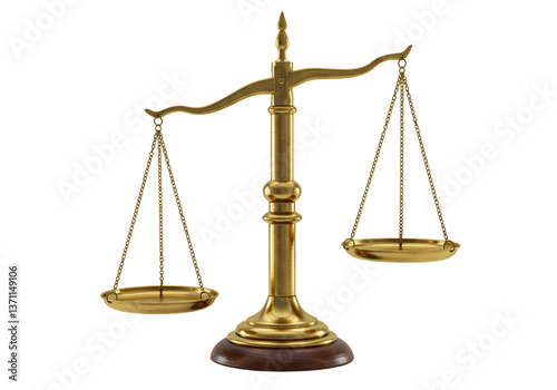 Golden Scales of Justice Law  Balance Image isolated on transparent background