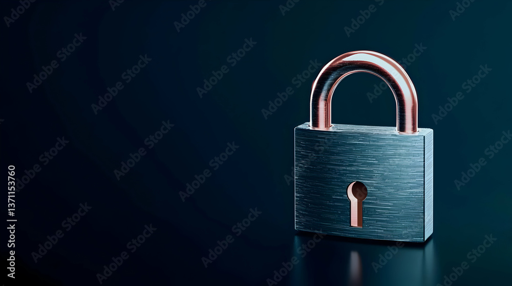 Fototapeta premium Digital 3d Metal Lock On Dark Background