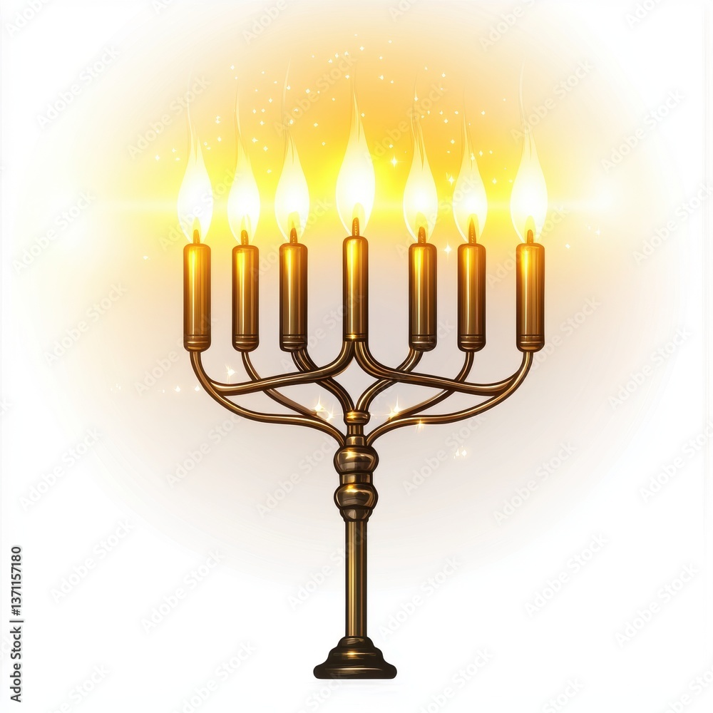 Glowing Menorah with Seven Candles Glowing Menorah with Seven Candles