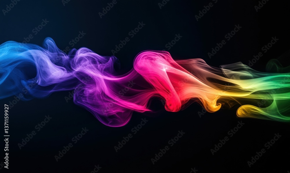 Colorful swirls of smoke blend seamlessly, creating an abstract design against a dark backdrop. Colorful swirls of smoke blend seamlessly, creating an abstract design against a dark backdrop.