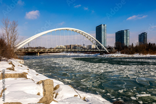 Humber Bay Arch Bridge Toronto Ontario in winter