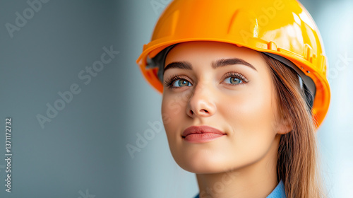 Confident Female Engineer Wearing Hard Hat at a Worksite