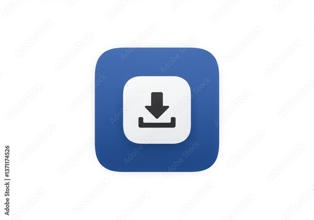 Download icon on a blue square with rounded corners and a white background Download icon on a blue square with rounded corners and a white background