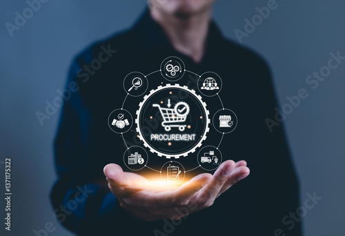 Procurement management and supply chain concept. Procurement icons related to logistics, supply chain, and inventory management. procurement in ensuring efficient business operations. delivery service