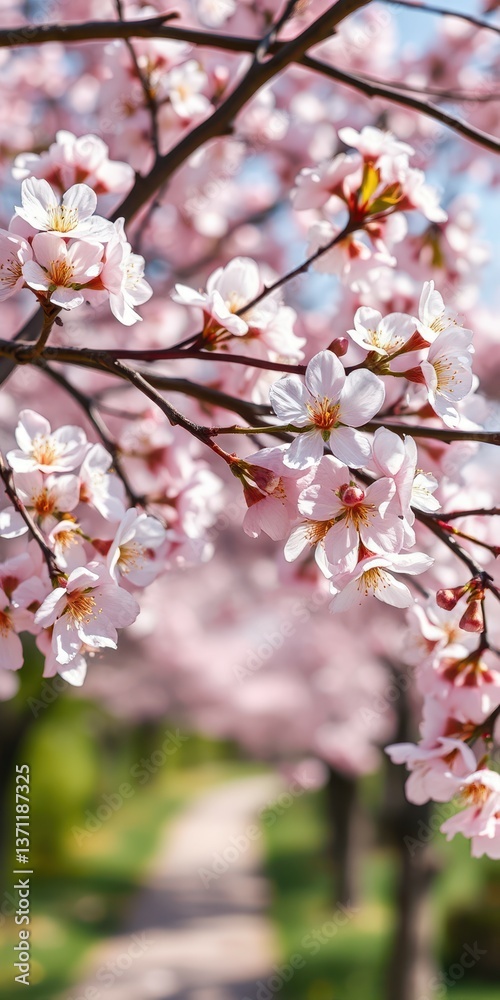 Beautiful cherry blossom tree in full bloom during spring showcasing delicate pink flowers and vibrant greenery Beautiful cherry blossom tree in full bloom during spring showcasing delicate pink flowers and vibrant greenery