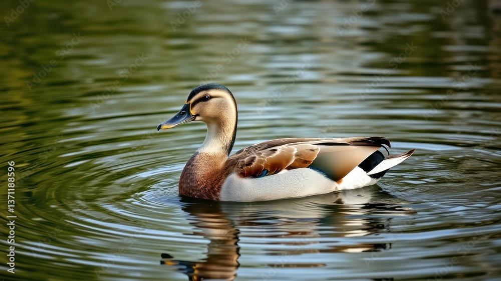 Duck swimming gracefully in a serene pond on a sunny afternoon Duck swimming gracefully in a serene pond on a sunny afternoon