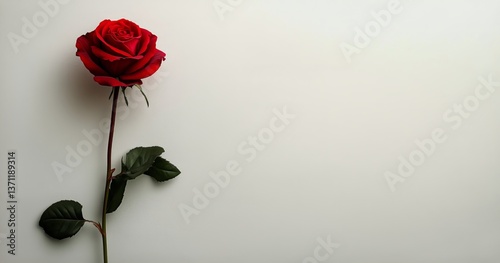 Elegant Red Rose Resting Against a Plain Background With Natural Lighting in ...