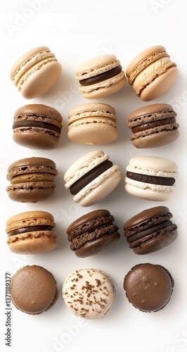 Wallpaper Mural A photo of macarons in various shades of beige and brown, arranged on a white background. The Torontodigital.ca