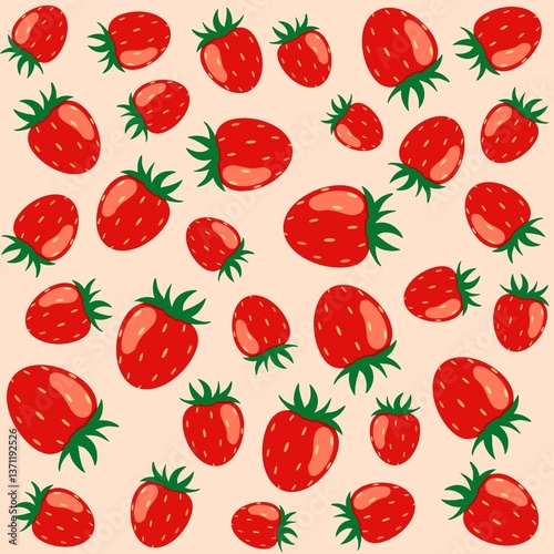 Strawberry seamless pattern. Summer background. 