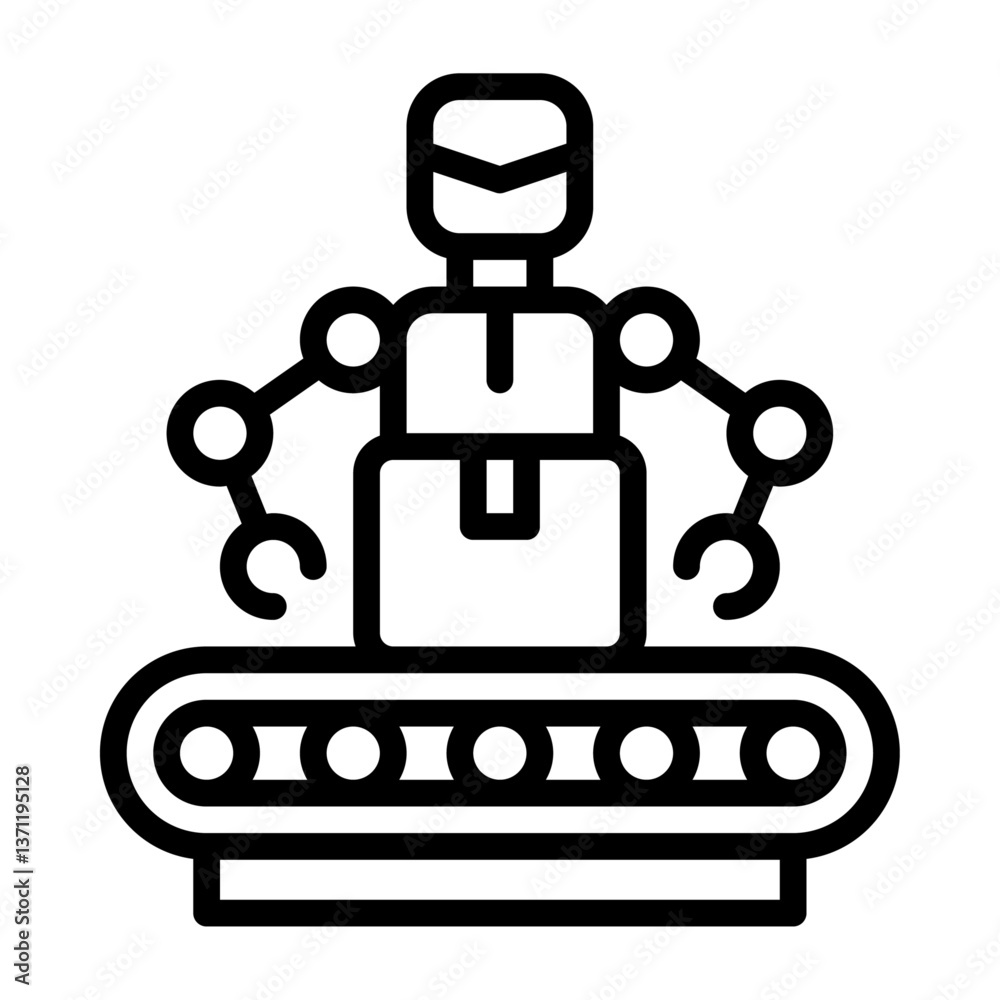 Fototapeta premium Robot Worker outline icon. Robot Worker black line illustration.