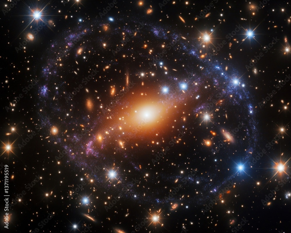 halo of stars surrounding a galaxy, depicting dazzling star formations entwined in the glittering cosmic dust lanes halo of stars surrounding a galaxy, depicting dazzling star formations entwined in the glittering cosmic dust lanes