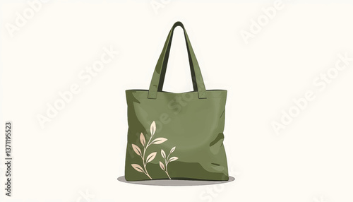 Obraz na płótnie Eco-friendly tote bag with floral design on white background, sustainability w salonie
