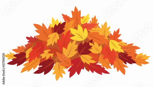 Stylized autumn leaves pile on white background, seasonal beauty