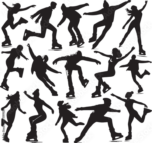  skating  silhouettes  vector white background