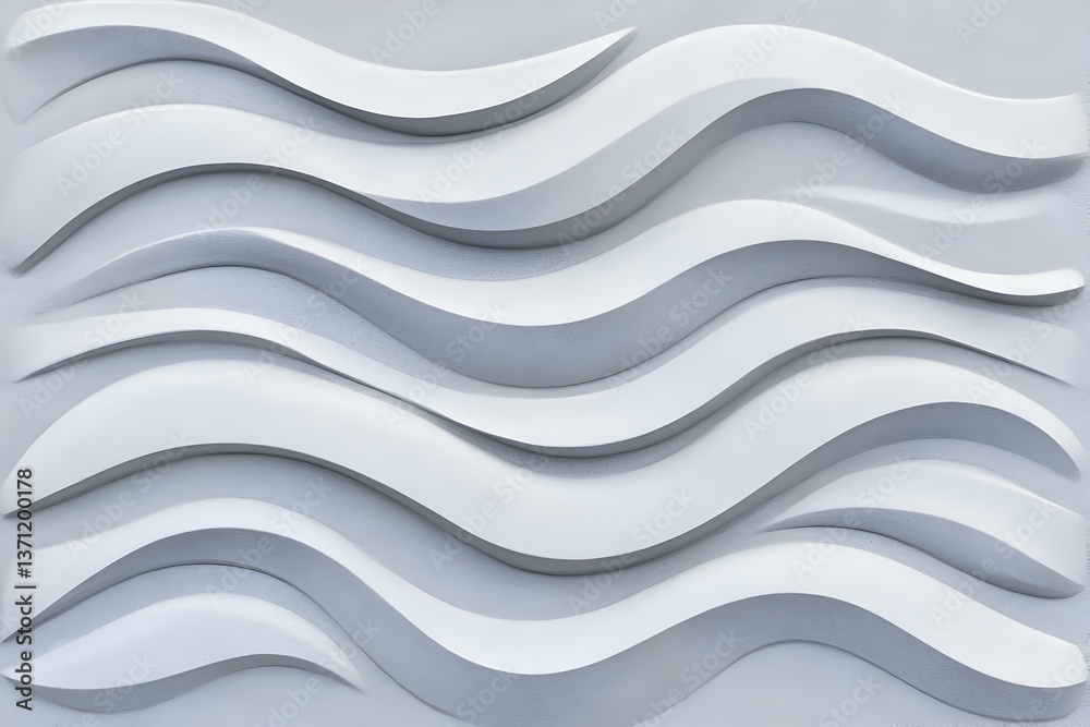Obraz premium White wavy 3D wall panel texture