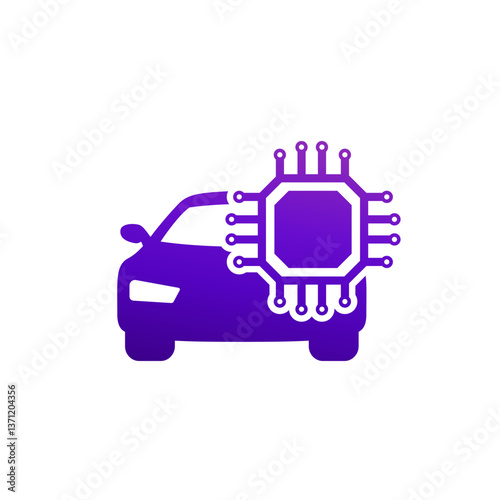 microchip and a car icon, vector