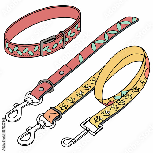 Pet accessories collection, including leashes and collars