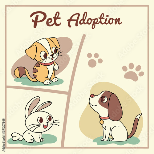 Pet adoption poster with adorable animals