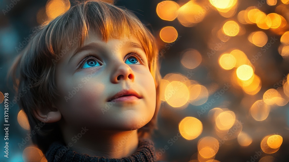 A boy in awe, amazed by something unseen A boy in awe, amazed by something unseen