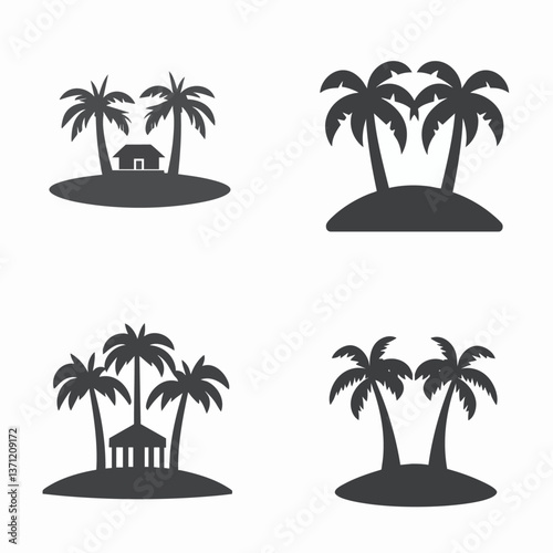 Luxury resort palm vector icon, vacation relaxation, premium getaway