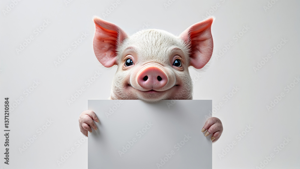 cute funny pig with empty poster cute funny pig with empty poster