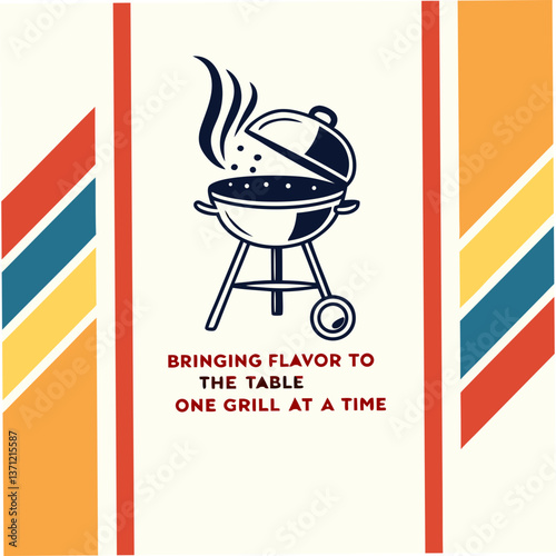 Delicious BBQ Grill Design, Retro Style Cooking Illustration
