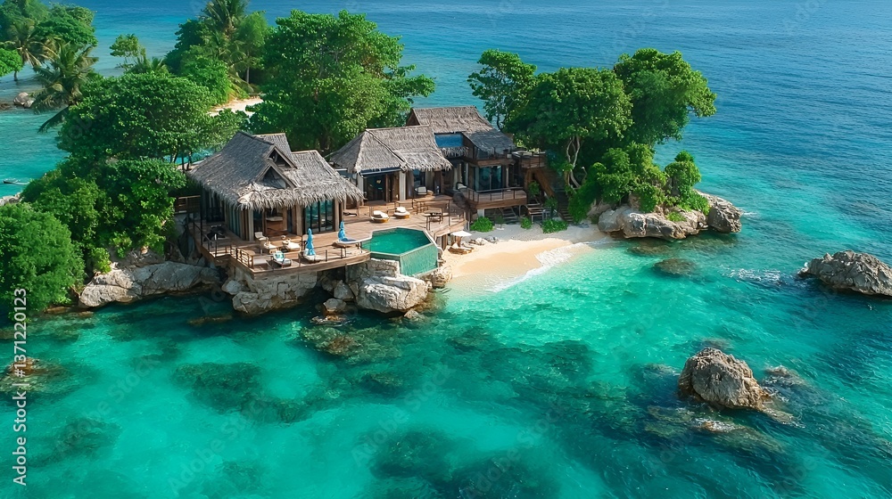 Obraz premium Tropical Island Resort on Pristine Beach