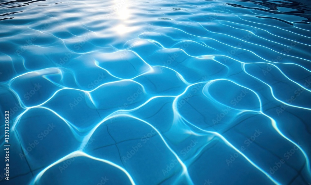 Obraz premium Sunlight dances on the surface of the pristine blue pool water, creating an abstract pattern.
