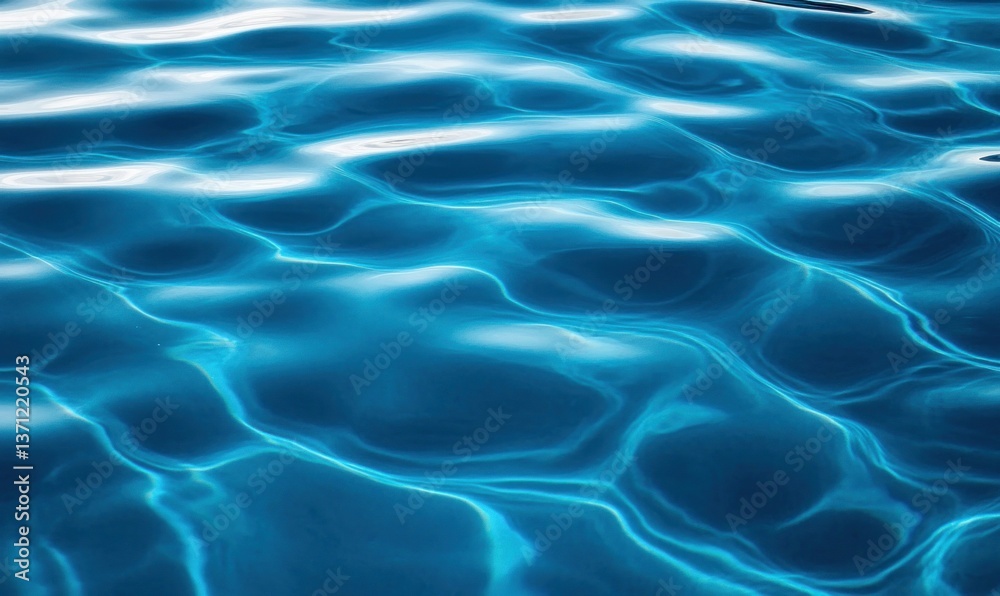 Fototapeta premium An abstract view of crystal clear ocean water displaying beautiful light patterns and vibrant blue color.