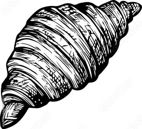 hand-drawn perfect line croissant vector black-white for design menus and tabelle