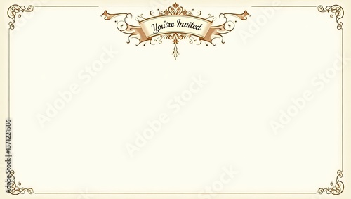 Ornate Customizable Invitation Design: This inviting image showcases a customizable template with a refined, traditional style. The intricate gold frame, decorative corners, and elegant typography pro