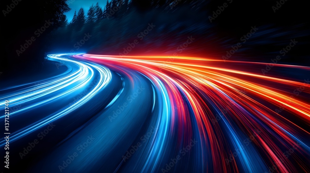 Dynamic Background of Fast-moving Colorful Light Streaks, Sense of Speed Dynamic Background of Fast-moving Colorful Light Streaks, Sense of Speed