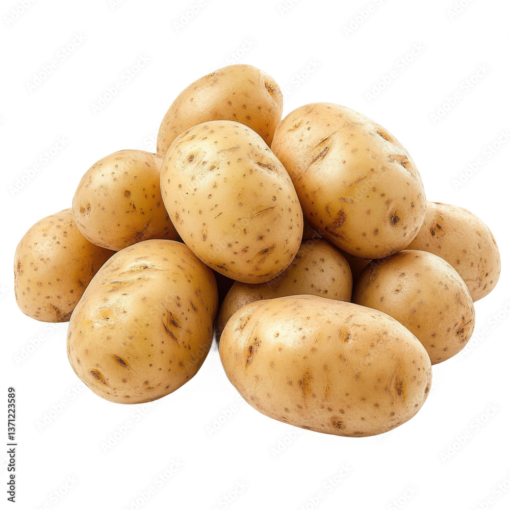 Rustic pile of fresh potatoes with earthy tones against transparent background Rustic pile of fresh potatoes with earthy tones against transparent background