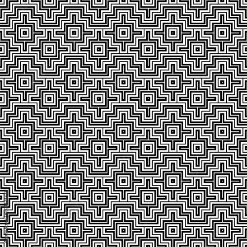 Seamless pattern with Inca crosses ornament. Ethnic embroidery background. Tribal wallpaper. Ethnical folk image. Tribe motif. Ancient mosaic. Digital paper for web design, textile print. Vector art.