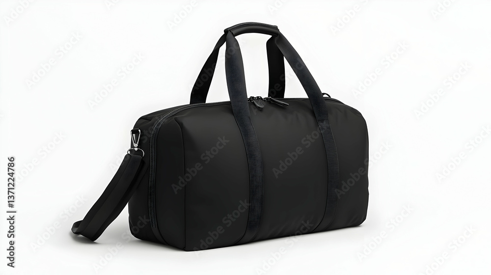 Fototapeta premium Black Duffel Bag With Decorative Handles