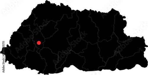 Simple Capital Mark of Bhutan on its Map 