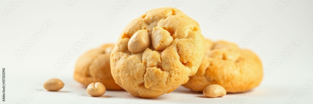 Freshly baked peanut cookies arranged on a clean surface ready for enjoyment Freshly baked peanut cookies arranged on a clean surface ready for enjoyment