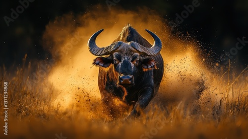 Buffalo Emerging from the Dust
