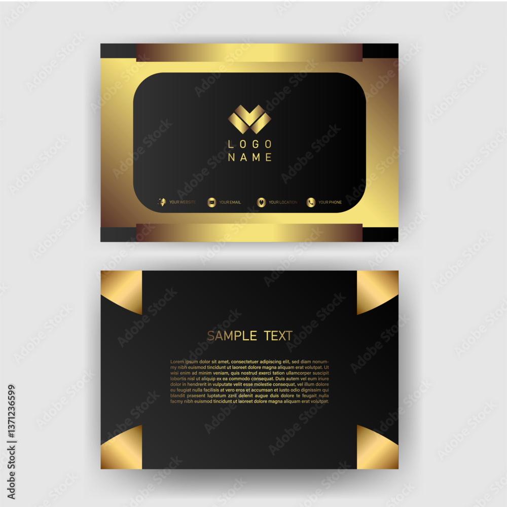Naklejka premium Elegant Gold and Black Business Card Design (1)