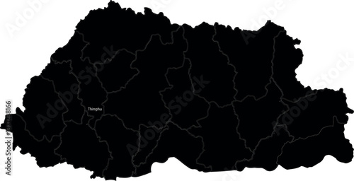 Simple Capital Name of Bhutan on its Map